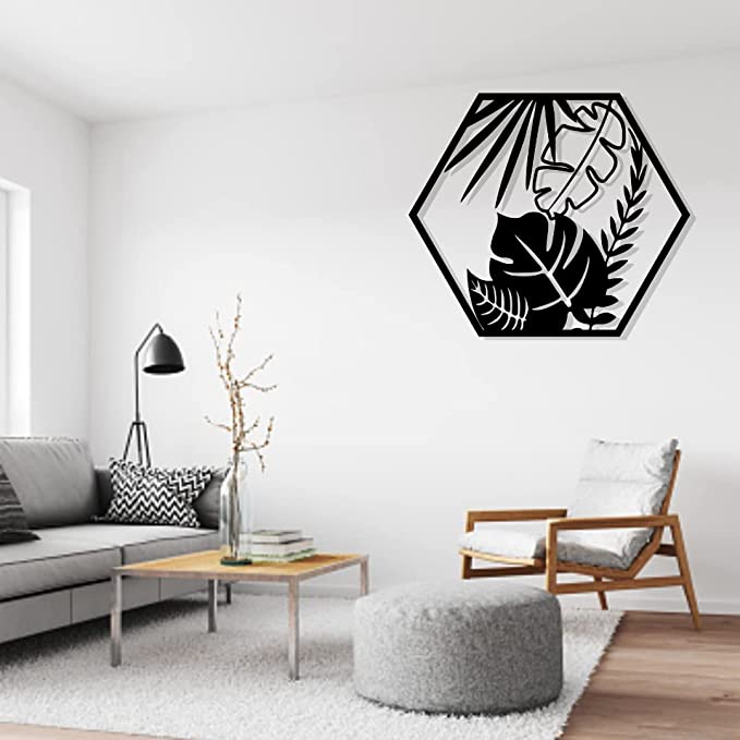 Artrooms Leaves Metal Wall Art - Wall Decoration | Wall Hanging | Black Matte Finish