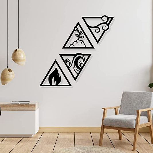 Artrooms Nature Elements Metal Wall Art - Wall Decoration | Wall Hanging (48x48 inch) | Black Matte Finish