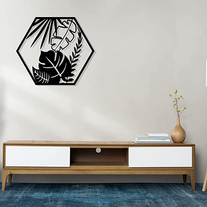 Artrooms Leaves Metal Wall Art - Wall Decoration | Wall Hanging | Black Matte Finish