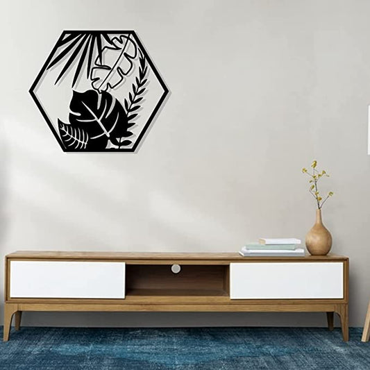 Artrooms Leaves Metal Wall Art - Wall Decoration | Wall Hanging | Black Matte Finish