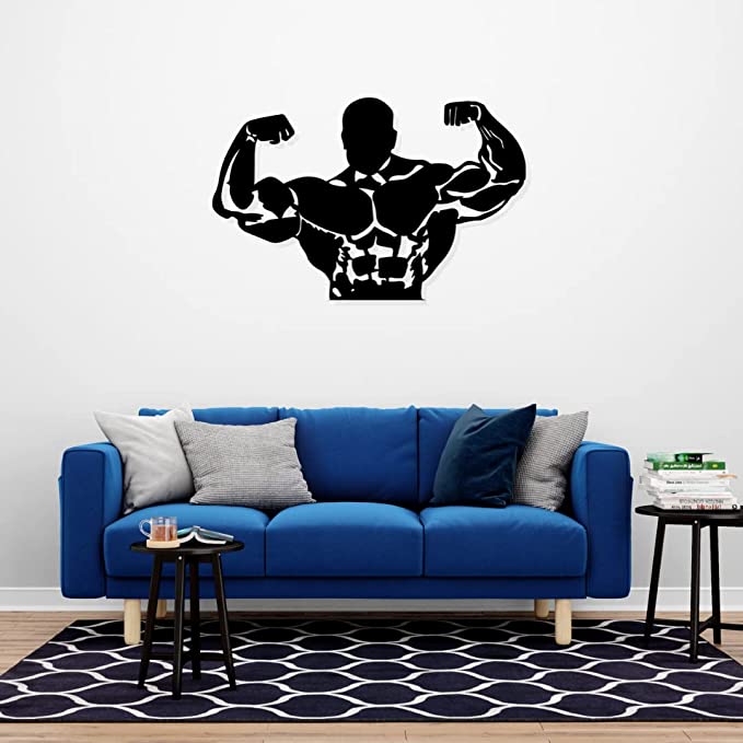 Artrooms Body Builder Metal Wall Art - Wall Decoration | Wall Hanging (25x16 inch) | Black Matte Finish