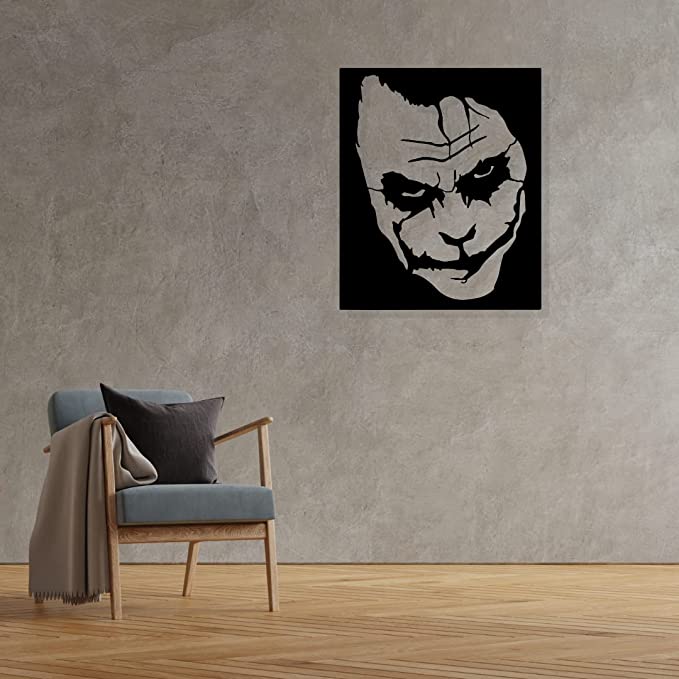 Artrooms Joker Metal Wall Art - Wall Decoration | Wall Hanging (21x25 inch) | Black Matte Finish