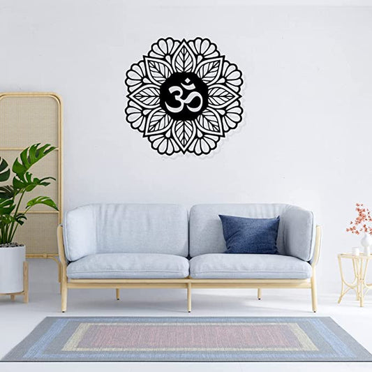 Artrooms Om Metal Wall Art - Wall Decoration | Wall Hanging | Black Matte Finish