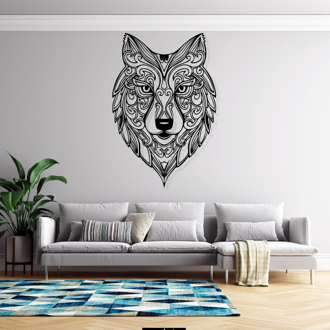 Artrooms Wolf Metal Wall Art - Wall Decoration|Wall Hanging (17x25 inch)|Black Matte Finish