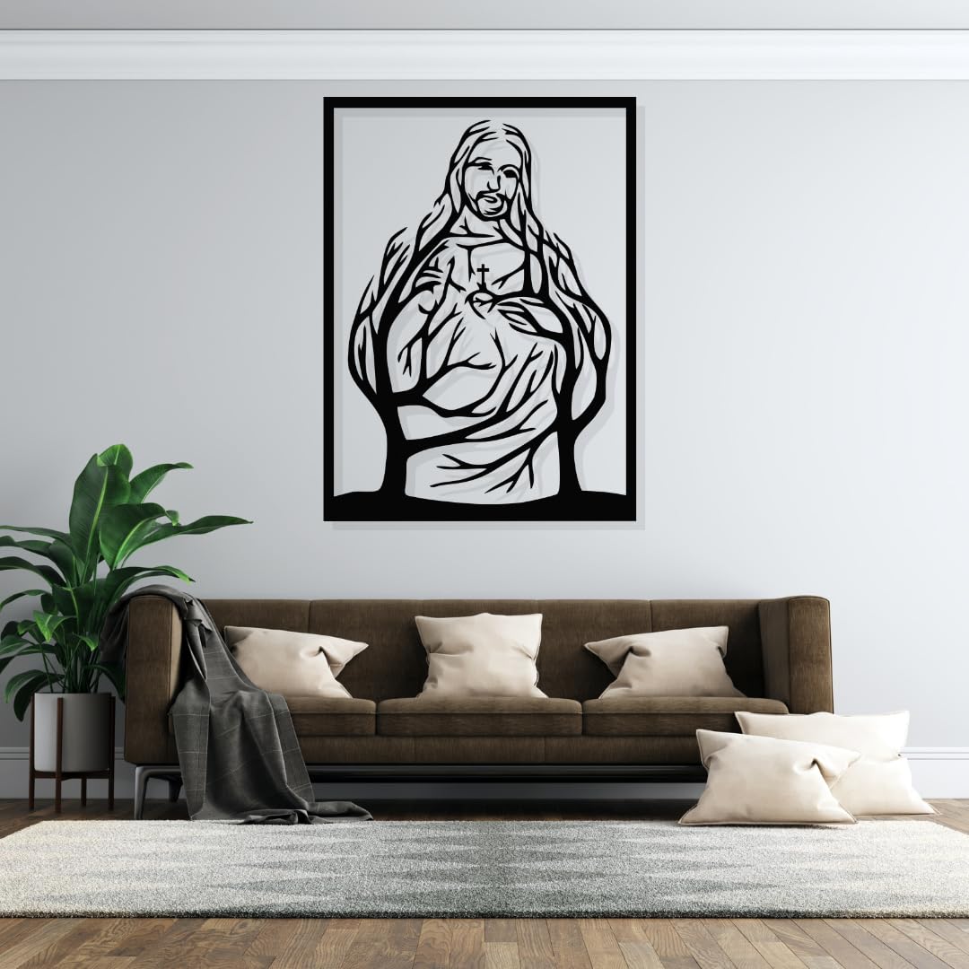 Artrooms Jesus Metal Wall Art - Wall Decoration|Wall Hanging (18x25 inch)|Black Matte Finish