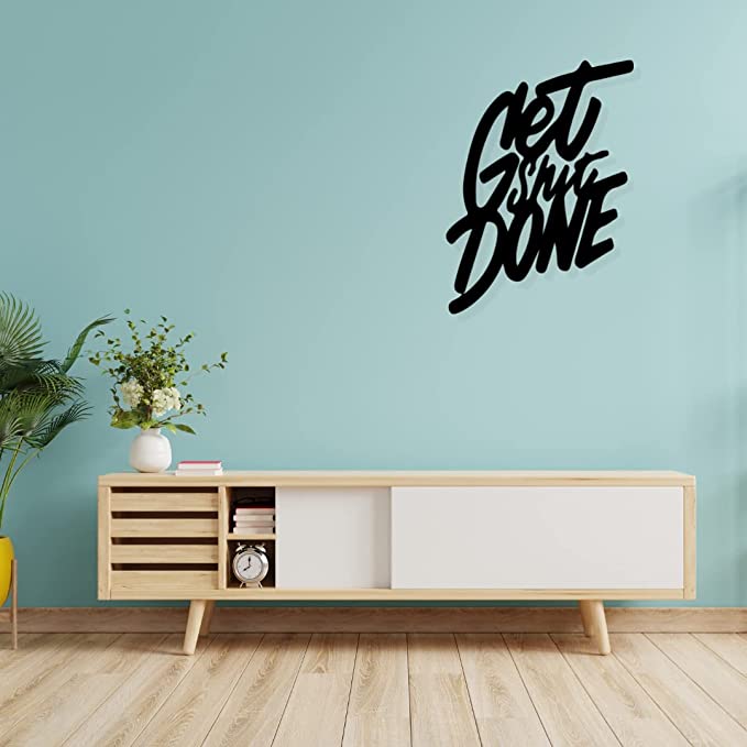 Artrooms Get Shit Done Metal Wall Art - Wall Decoration | Wall Hanging (18x25 inch) | Black Matte Finish