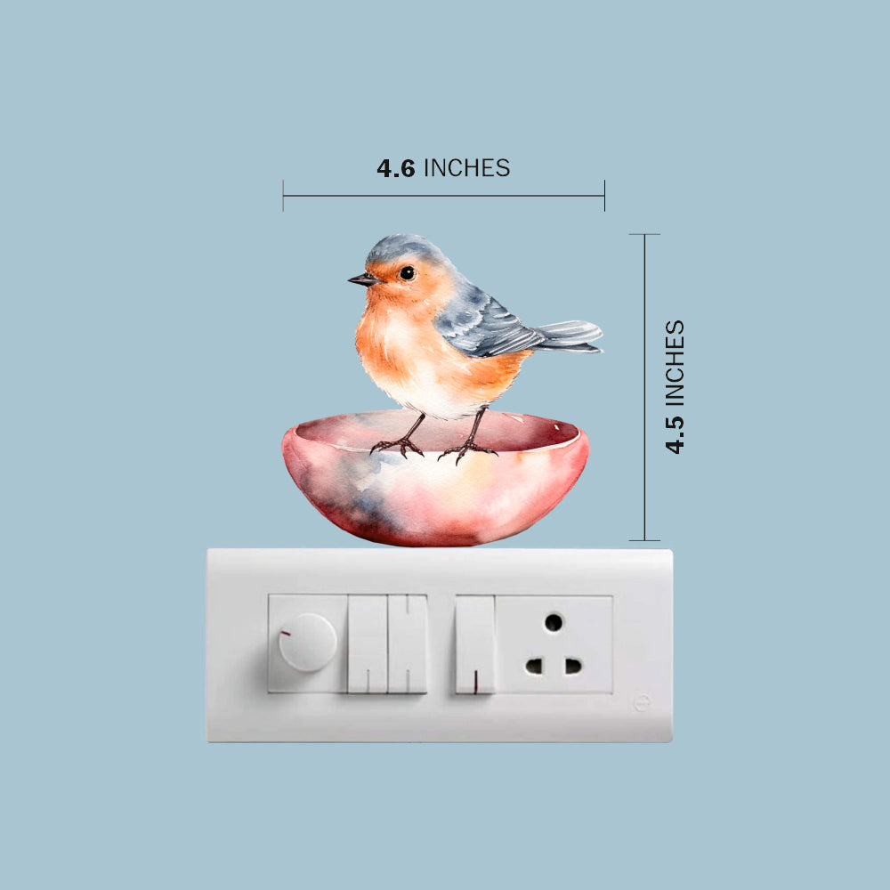 Bird Wall Sticker 4.6x4.5 inches – robin bird removable vinyl wall sticker for nursery décor