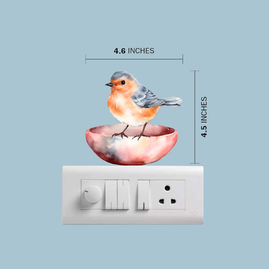 Bird Wall Sticker 4.6x4.5 inches – robin bird removable vinyl wall sticker for nursery décor