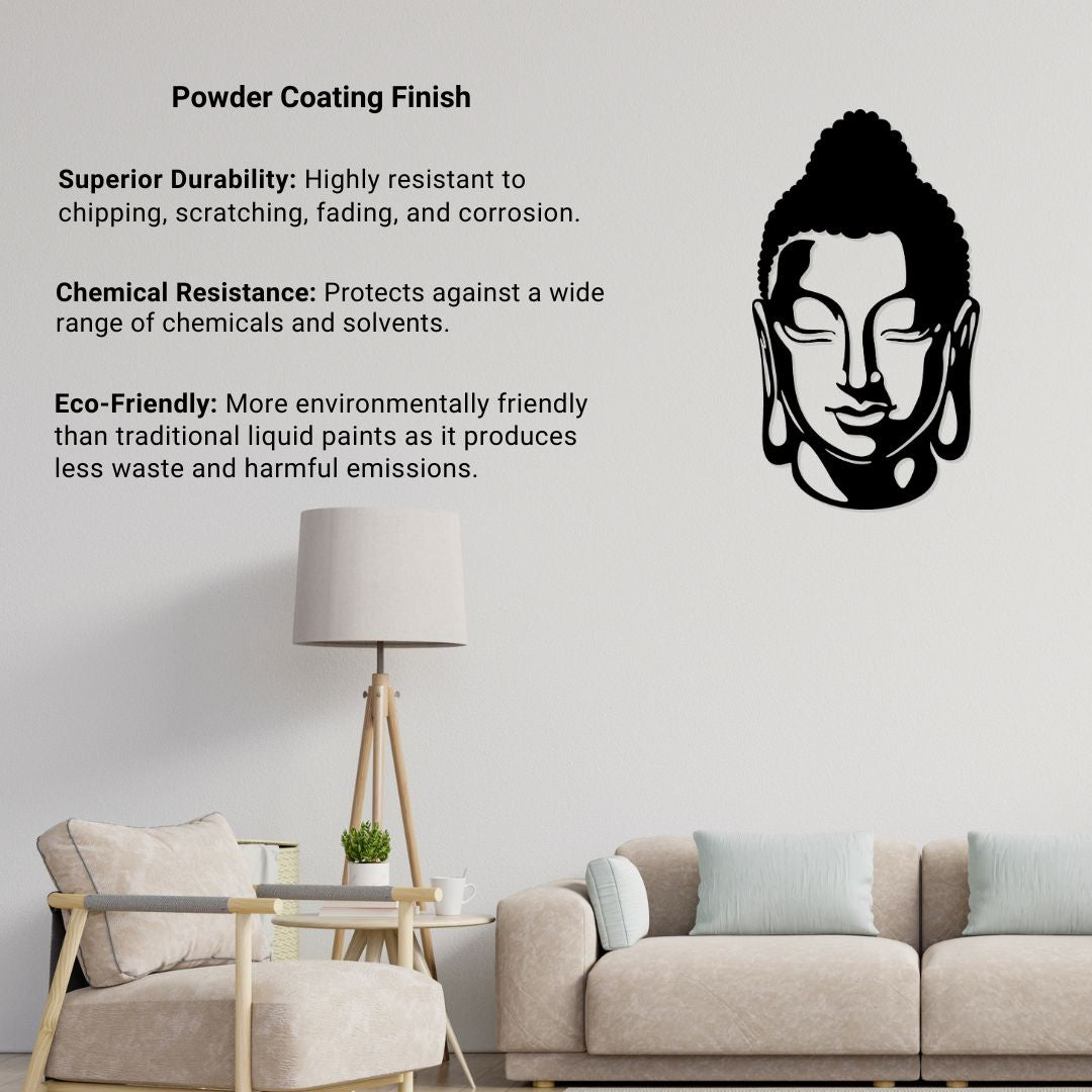 Artrooms Buddha Metal Wall Art - Wall Decoration | Wall Hanging (14x24 inch) | Black Matte Finish