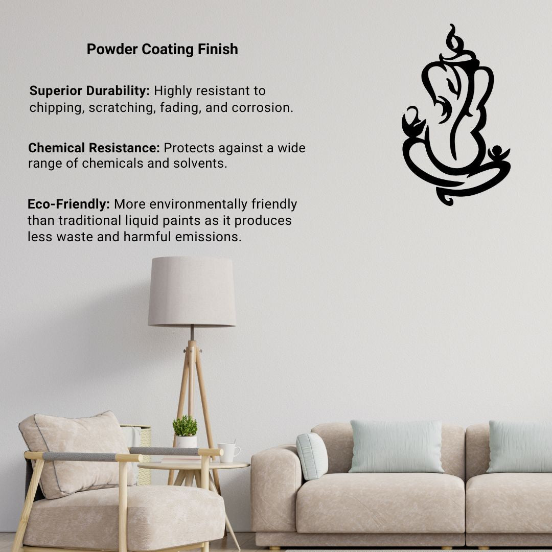 Artrooms Shree Ganesha Metal Wall Art - Wall Decoration | Wall Hanging (15x25 inch) | Black Matte Finish