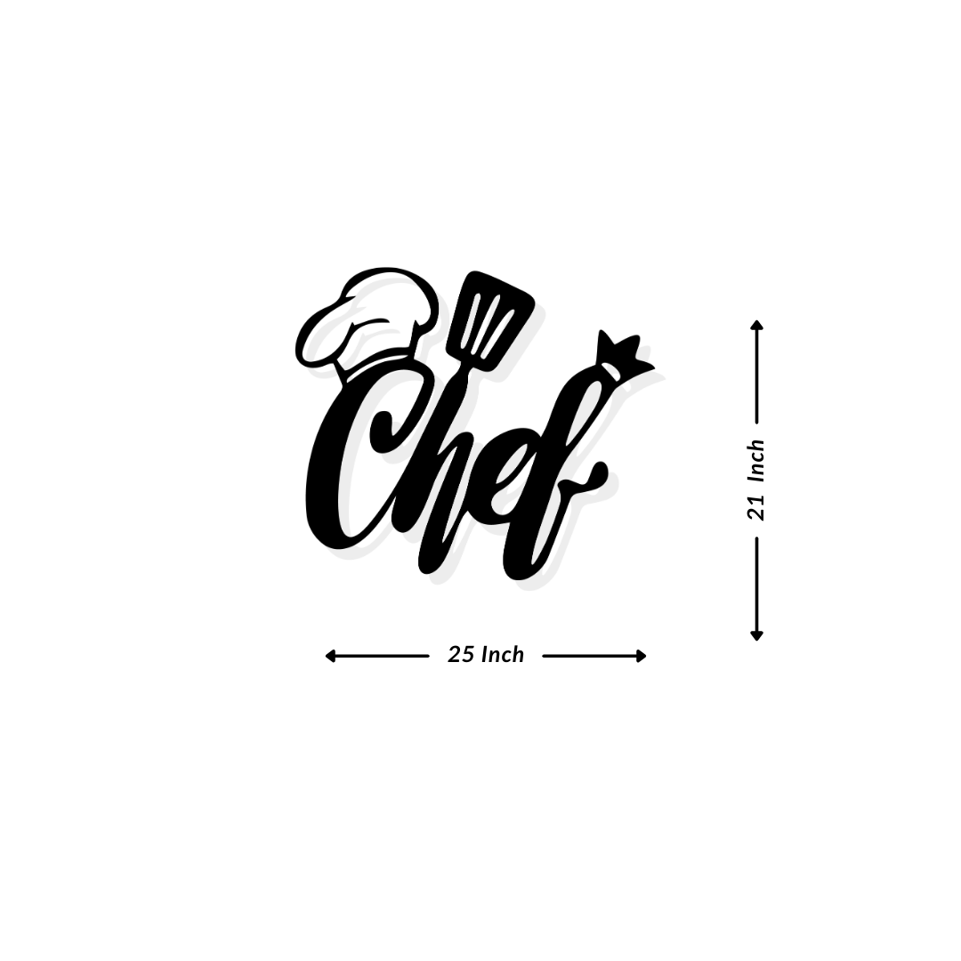 Artrooms Chef Metal Wall Art - Wall Decoration | Wall Hanging (25x21 inch) | Black Matte Finish