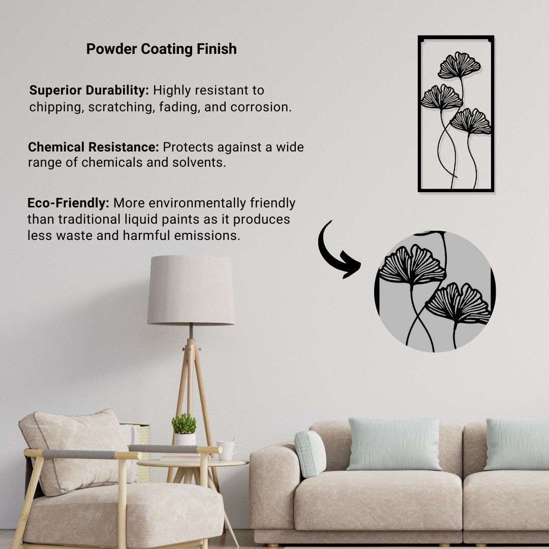 Artrooms Crop Center Metal Wall Art - Wall Decoration | Wall Hanging (12x25 inch) | Black Matte Finish