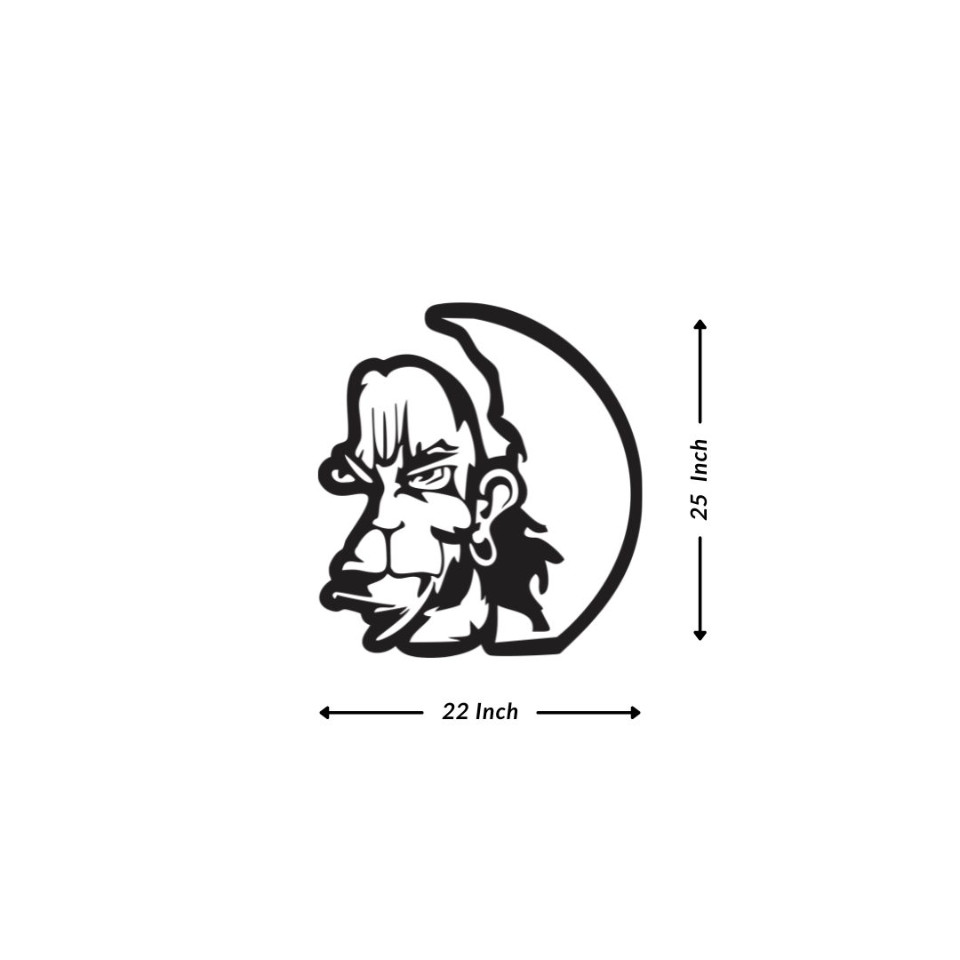 Artrooms hanuman Metal Wall Art - Wall Decoration | Wall Hanging (22x25 inch) | Black Matte Finish