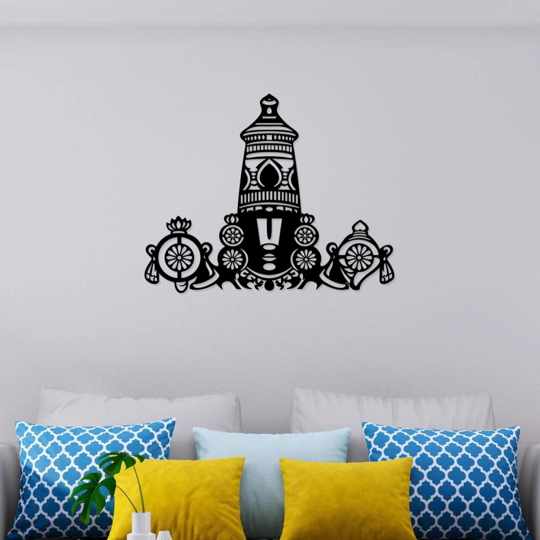 Artrooms Tirupati Balaji Metal Wall Art 24x19 inch | Lord Venkateswara Hanging for Temple Decor