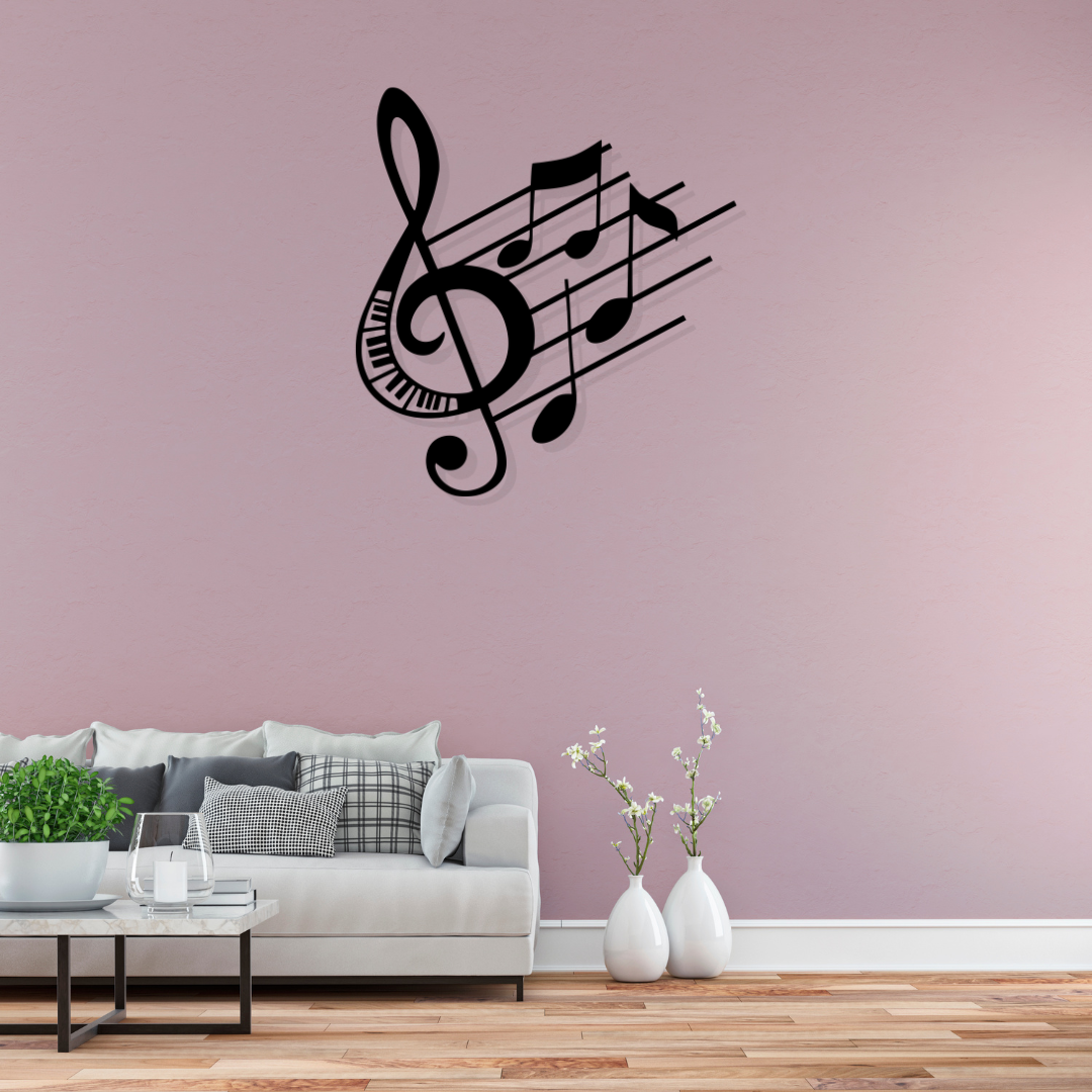 Artrooms Music Metal Wall Art - Wall Decoration | Wall Hanging (23x25 inch) | Black Matte Finish
