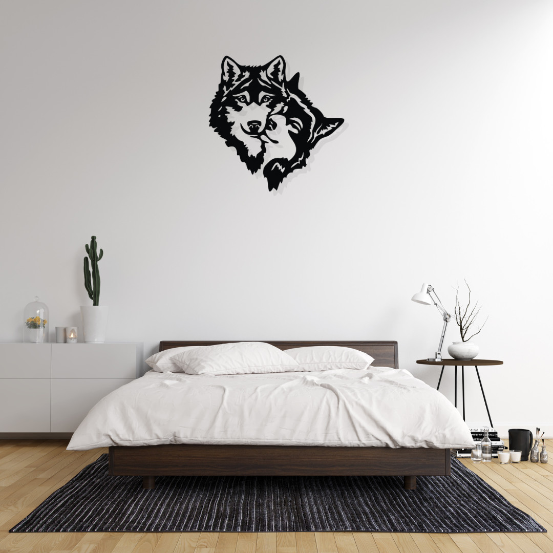 Artrooms Wolf Metal Wall Art - Wall Decoration | Wall Hanging (25x25 inch) | Black Matte Finish