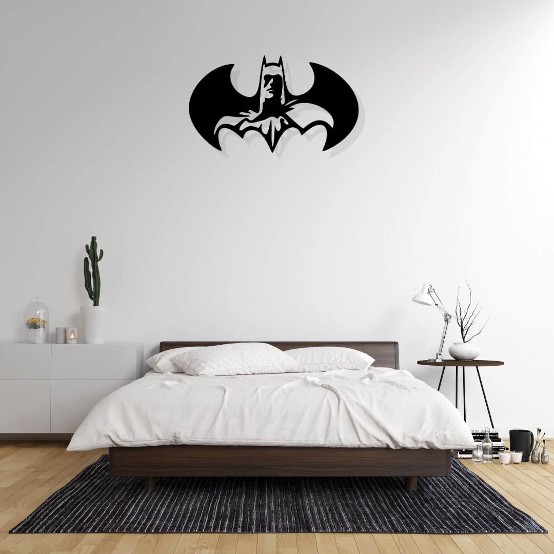 Artrooms Batman Metal Wall Art - Wall Decoration | Wall Hanging (25x14 inch) | Black Matte Finish