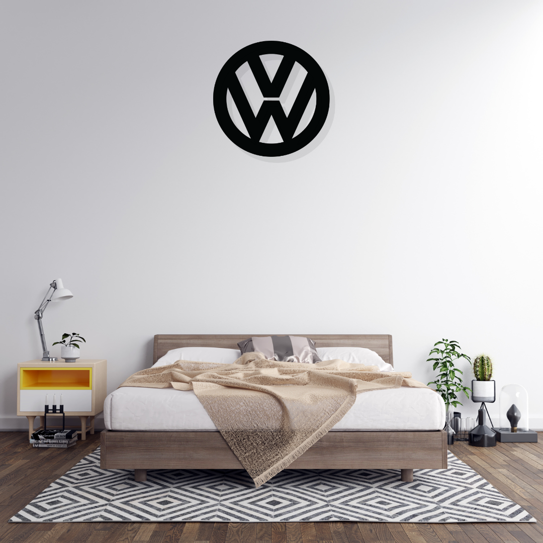 Artrooms Volkswagen Logo Metal Wall Art - Wall Decoration | Wall Hanging (25x25 inch) | Black Matte Finish