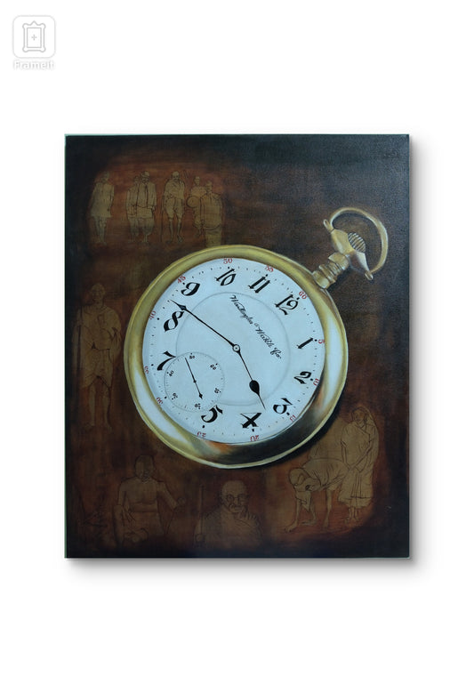 Vintage Clock canvas painting by Suchitra Prem