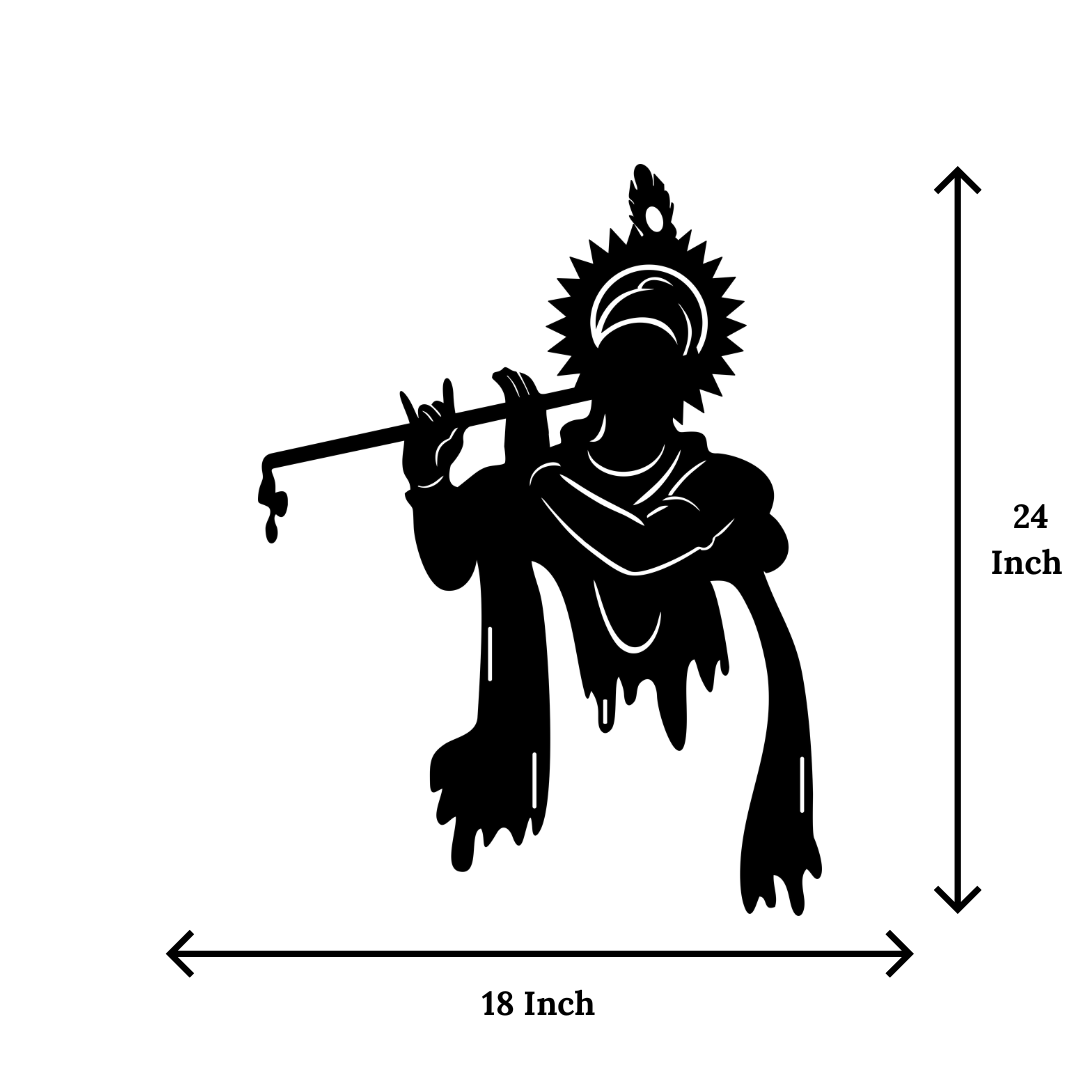 Artrooms Krishna Metal Wall Art - Wall Decoration | Wall Hanging (18x24 inch) | Black Matte Finish