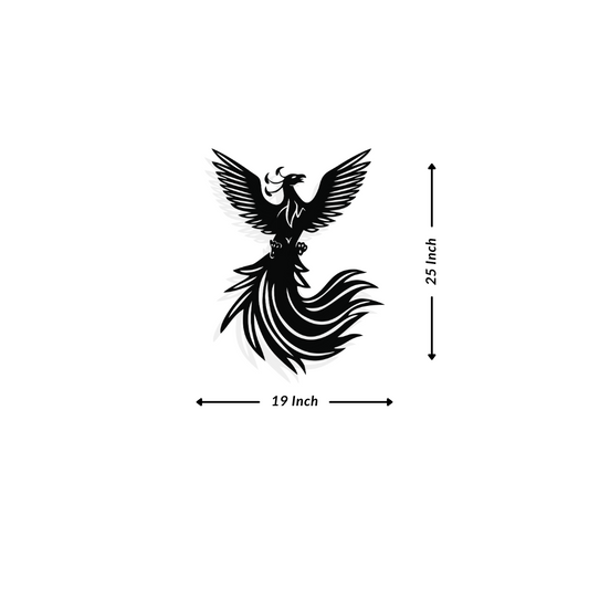 Artrooms Phoenix Bird Metal Wall Art - Wall Decoration | Wall Hanging (19x25 inch) | Black Matte Finish