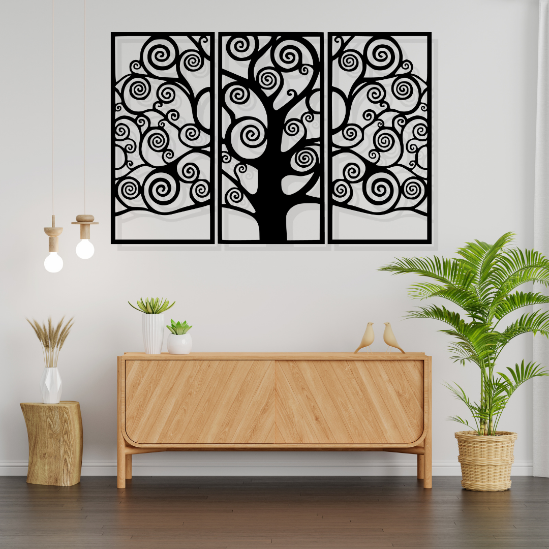 Artrooms Tree of Life Metal Metal Wall Art - Wall Decoration | Wall Hanging (36x25 inch) | Black Matte Finish