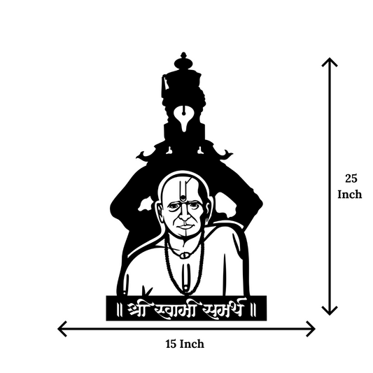 Artrooms Swami Samarth and Vitthal Metal Wall Art - Wall Decoration | Wall Hanging (15x25 inch) | Black Matte Finish