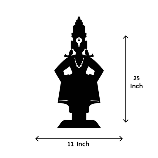 Artrooms Lord Vitthal Metal Wall Art - Wall Decoration | Wall Hanging (11x25 inch) | Black Matte Finish
