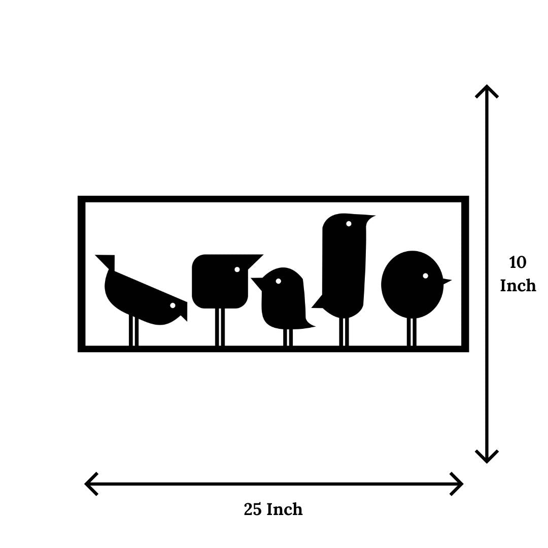 Artrooms Birds Metal Wall Art - Wall Decoration | Wall Hanging (25x10 inch) | Black Matte Finish