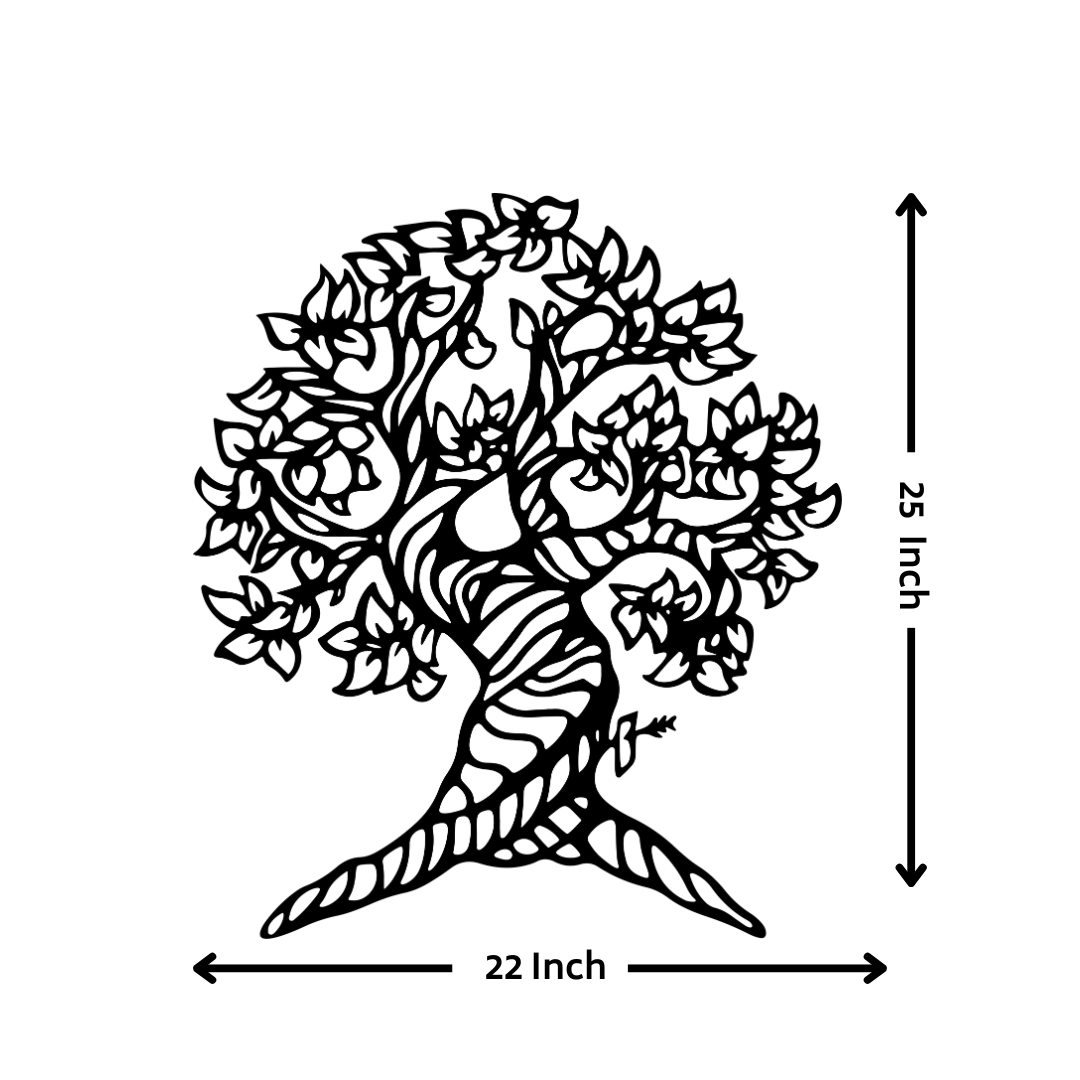 Artrooms Tree Metal Wall Art - Wall Decoration | Wall Hanging (13x15 inch) | Black Matte Finish