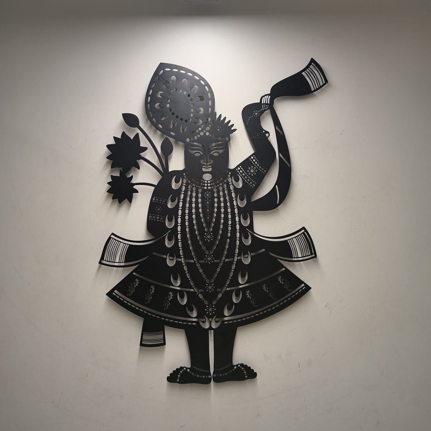 Artrooms Shreenath Ji Metal Wall Art - Wall Decoration | Wall Hanging (18x25 inch) | Black Matte Finish