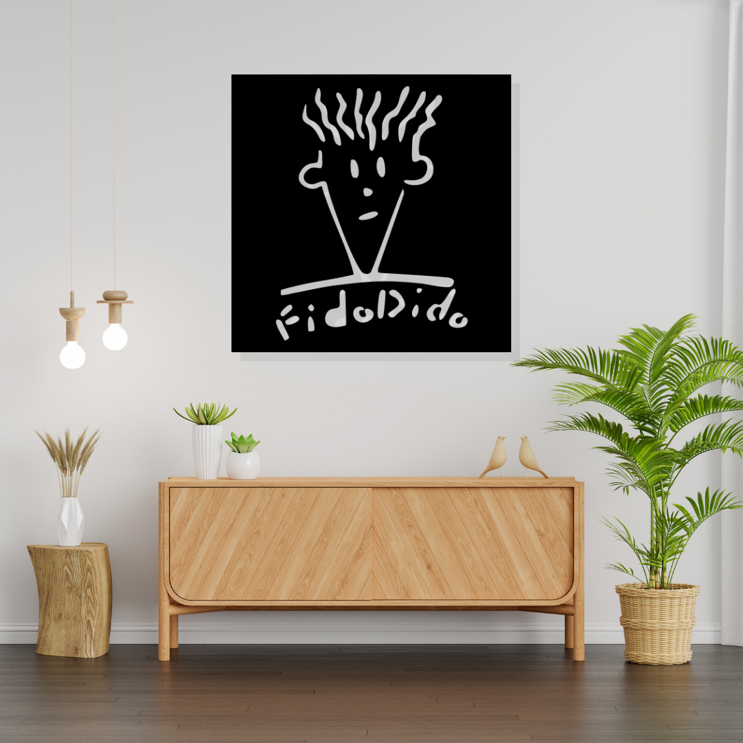 Artrooms Fido Dido Metal Wall Art - Wall Decoration | Wall Hanging (25x25 inch) | Black Matte Finish