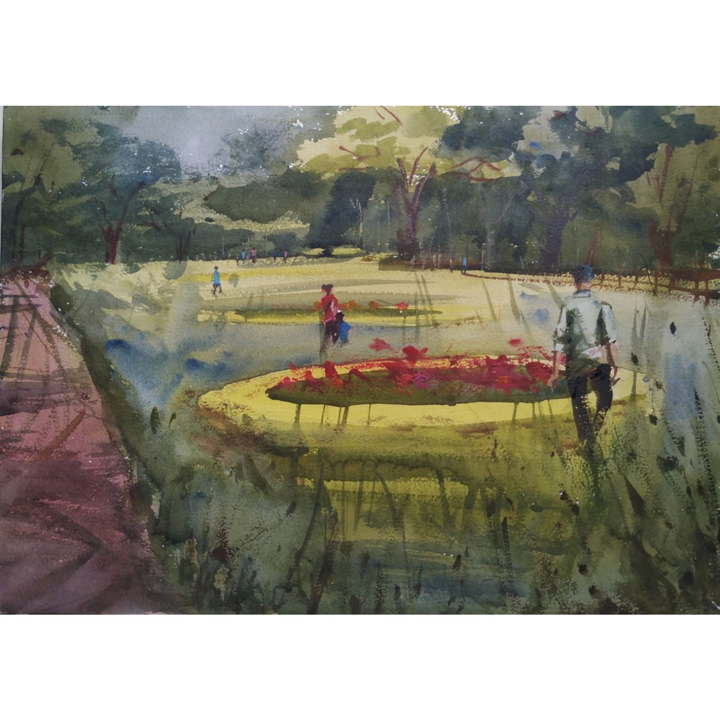 Water Color Handmade Painting 18 X 11 Inch - (Mountain23)