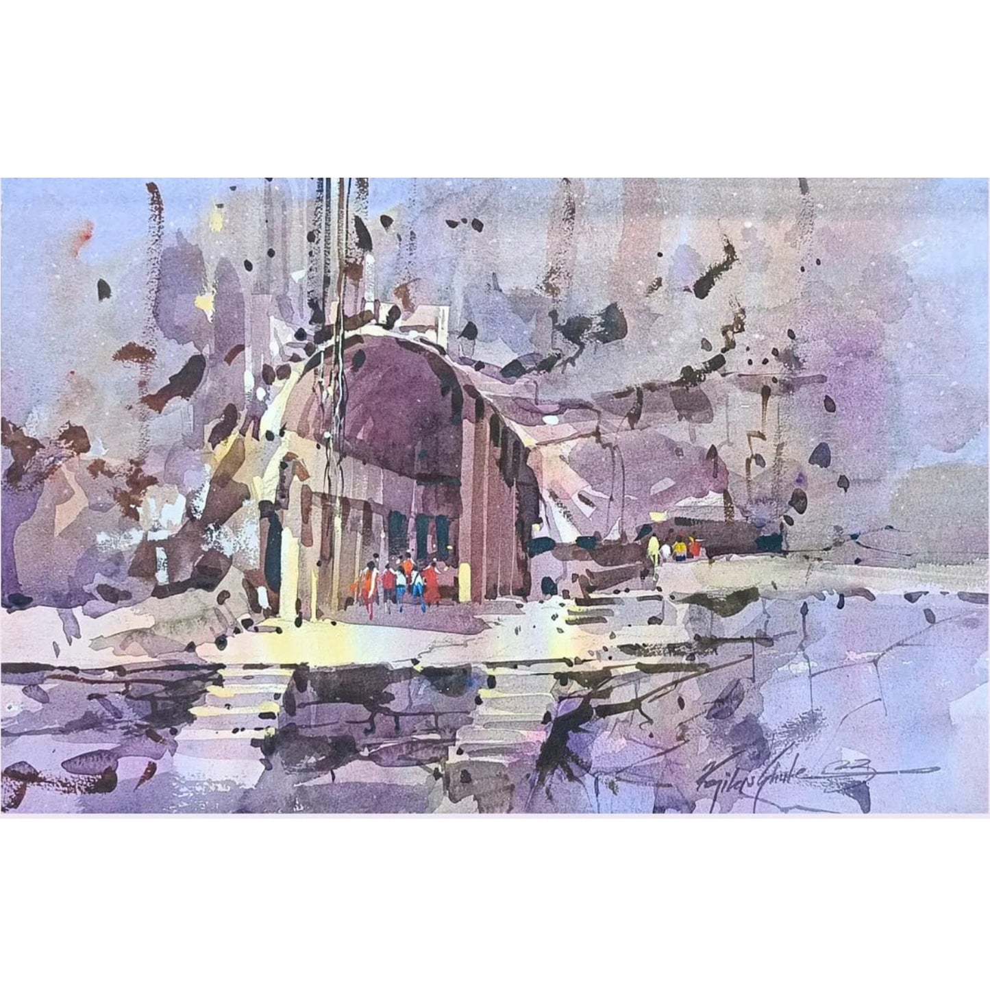 Water Color Handmade Painting 18 X 11 Inch - (House30)