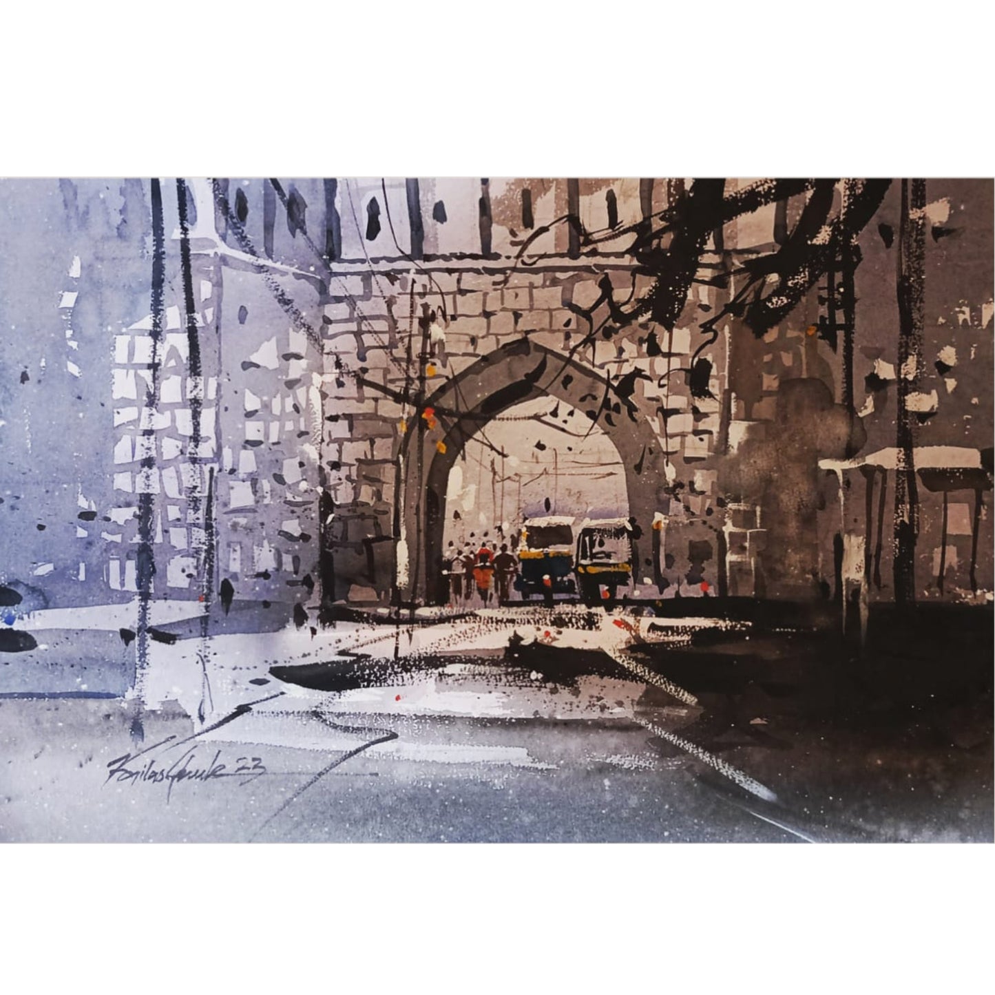 Water Color Handmade Painting 18 X 11 Inch - (Monument33)