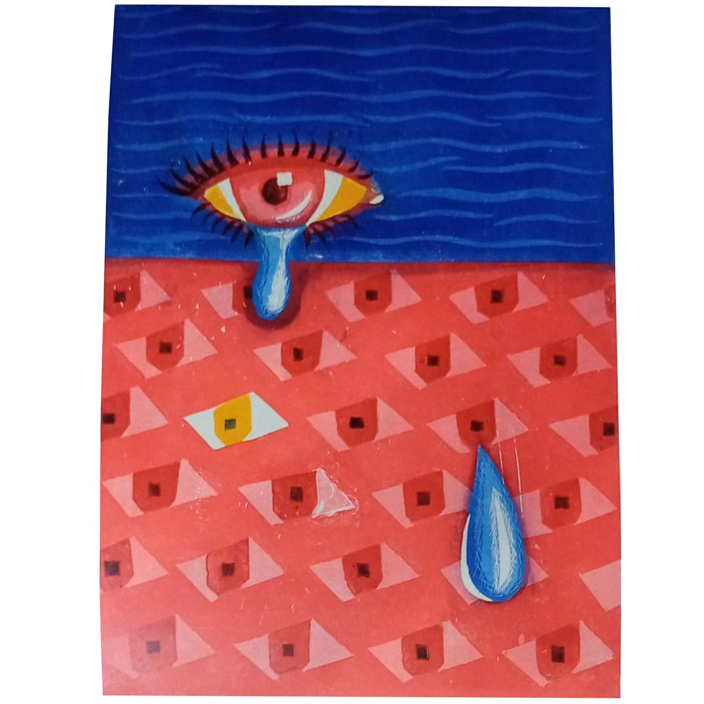 Water Color Handmade Painting 11 X 18 Inch - (Composition85)