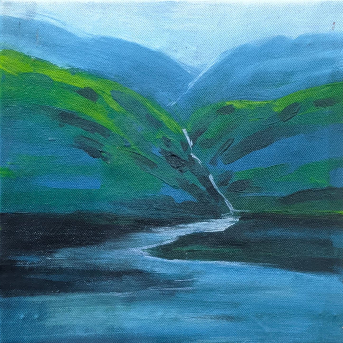 Water Color Handmade Painting 11 X 18 Inch - (Mountain99)