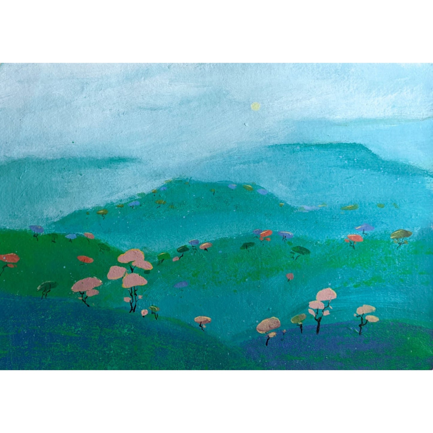 Water Color Handmade Painting 11 X 18 Inch - (Mountain103)