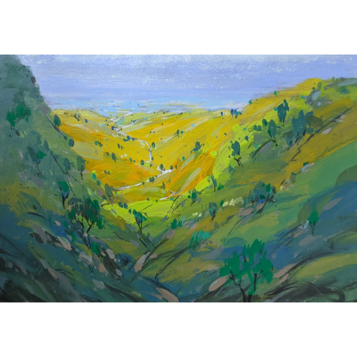 Water Color Handmade Painting 11 X 18 Inch - (Mountain106)