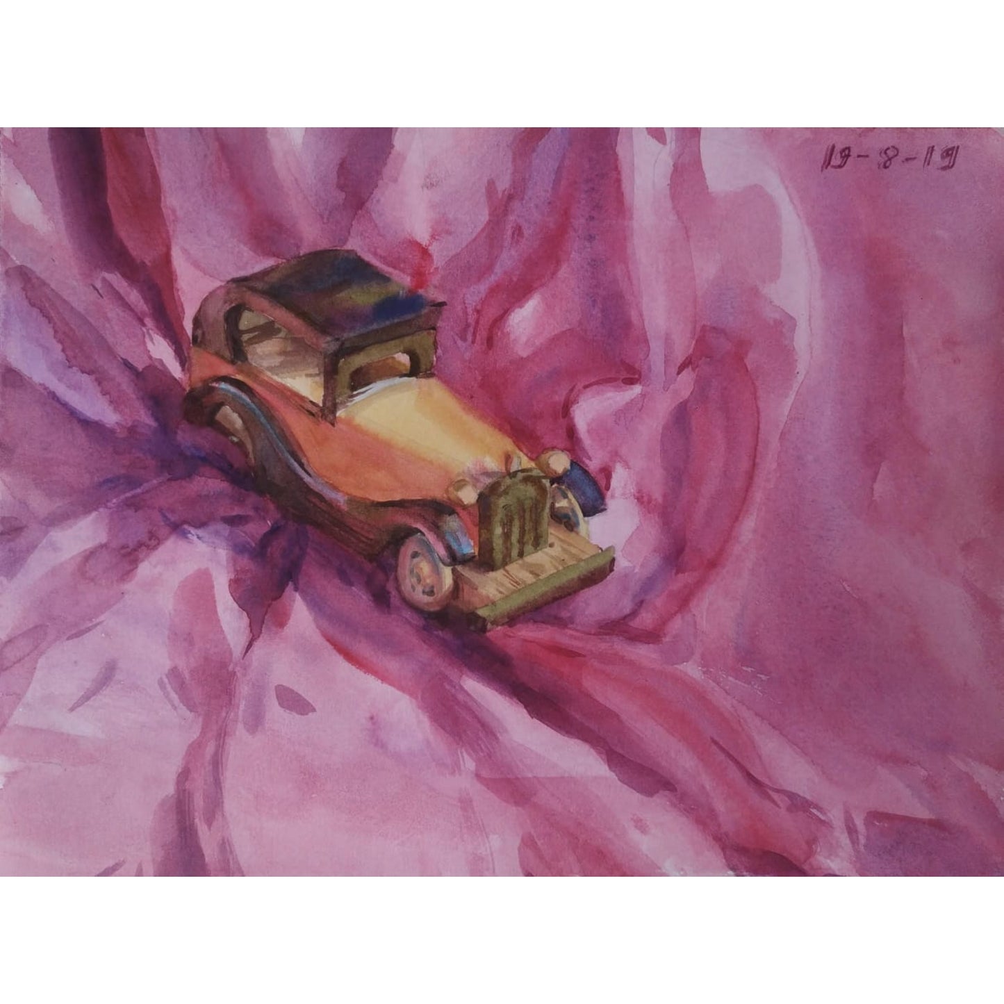 Water Color Handmade Painting 11 X 18 Inch - (Car145)