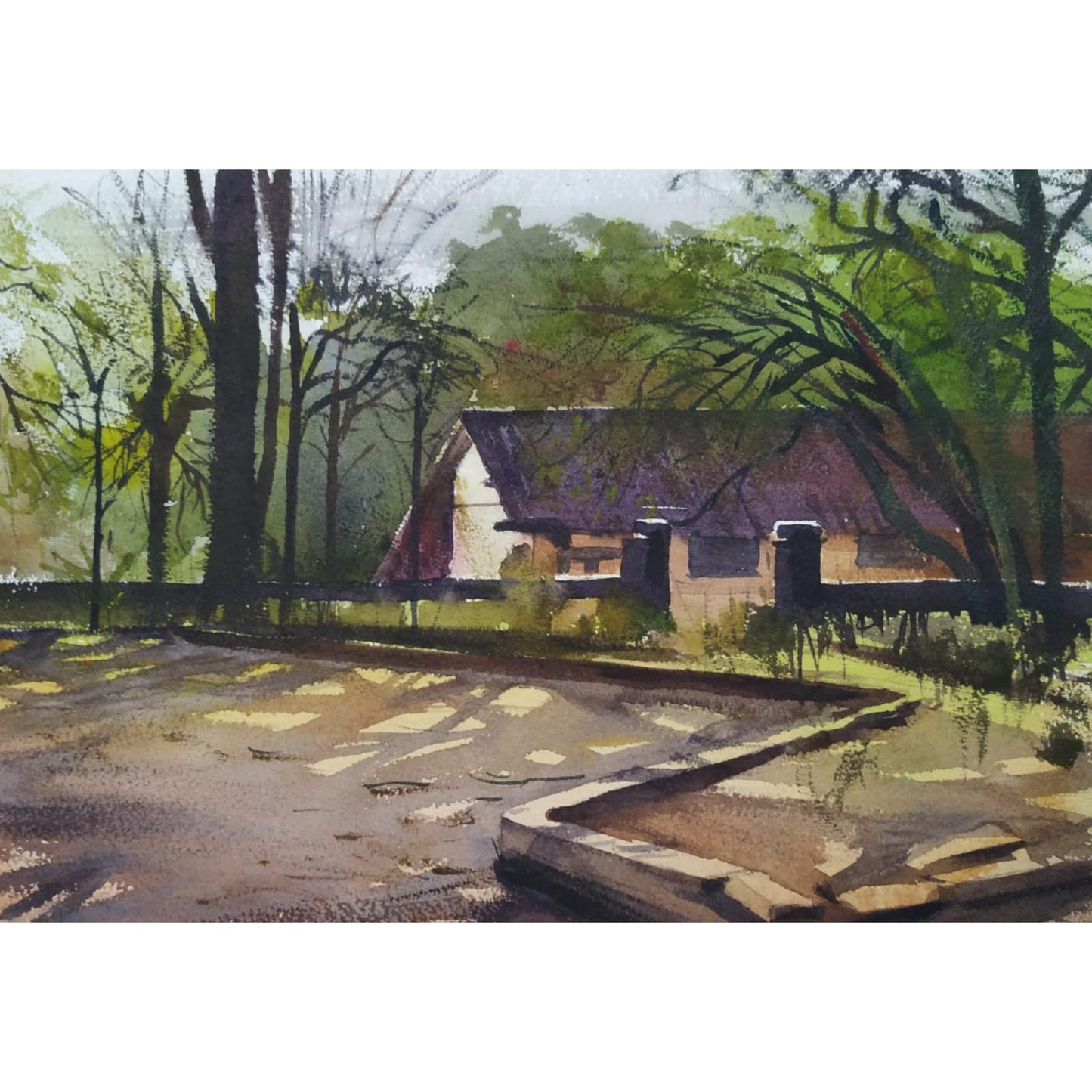Water Color Handmade Painting 11 X 18 Inch - (Landscape156)