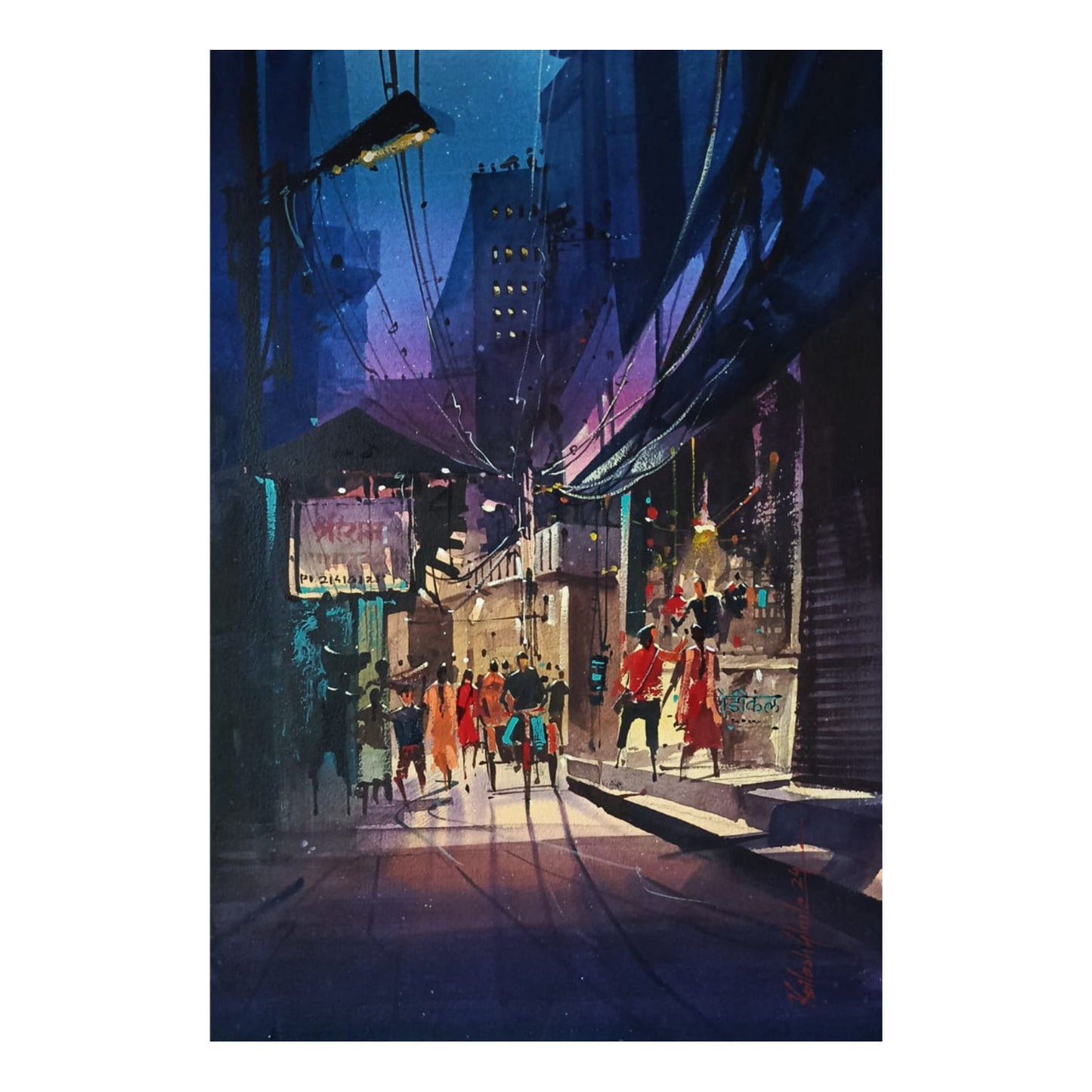 Water Color Handmade Painting 11 X 18 Inch - (Cityscape190)