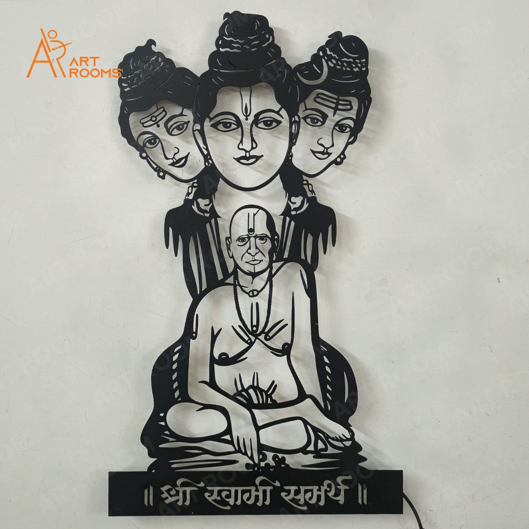Artrooms Swami Samarth Metal Wall Art With Light