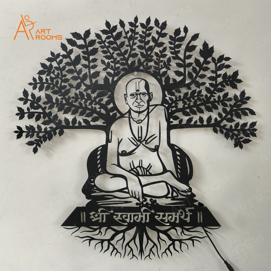 Swami Samarth Tree Metal Wall Art With Light
