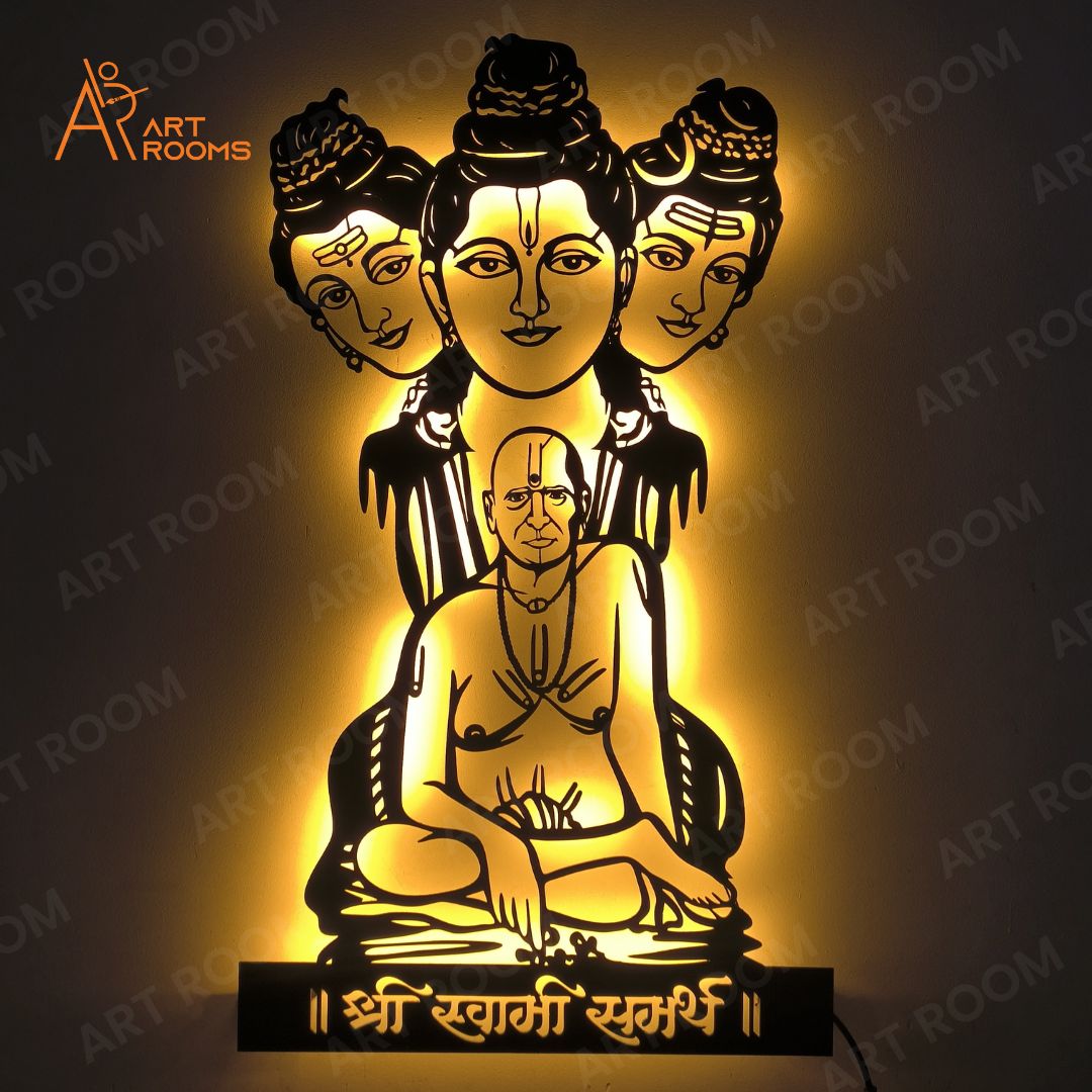 Artrooms Swami Samarth Metal Wall Art With Light
