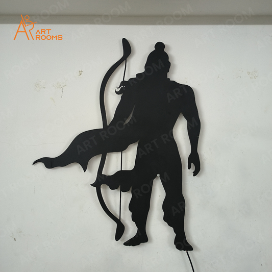 Artrooms Lord Ram metal wall art in matte black finish, measuring 20x24 inches, featuring an elegant rustic design.