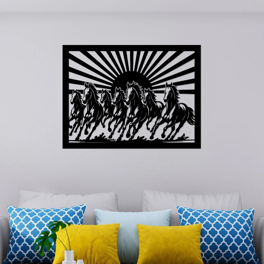 Seven Running Horses Metal Wall Art décor in office