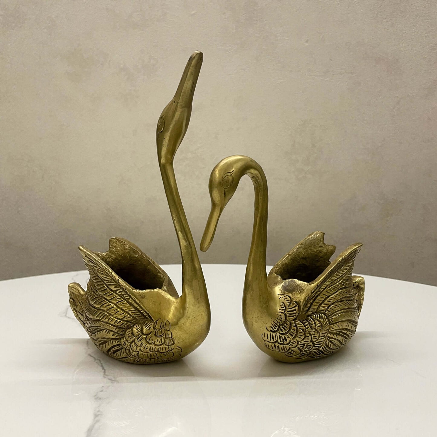 Vintage Brass Swan Statues – Wedding & Anniversary Gift