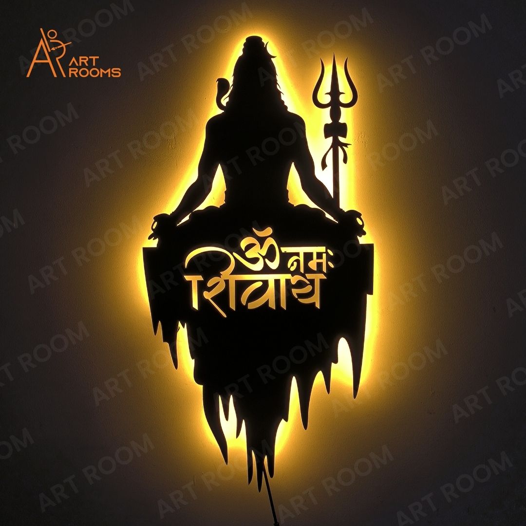Om Namah Shivay Metal Wall Art With Light