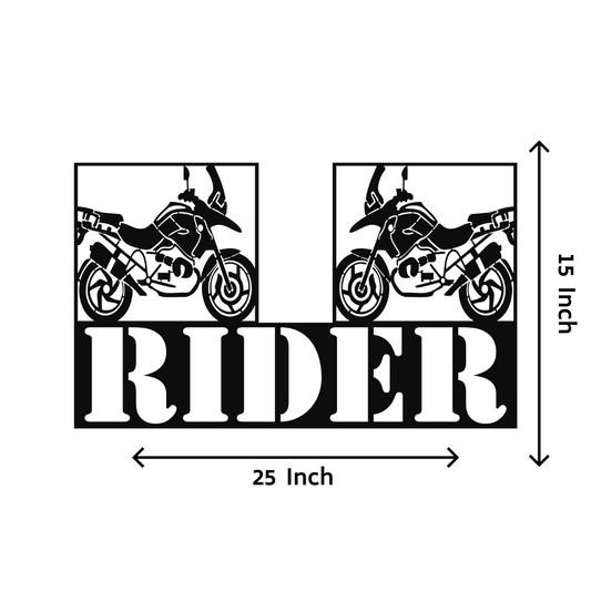 Artrooms Rider Metal Wall Art - Wall Decoration | Wall Hanging (25x15 inch) | Black Matte Finish